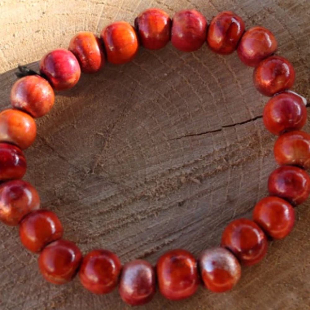 Vermillion Marbleized Wood Bracelet